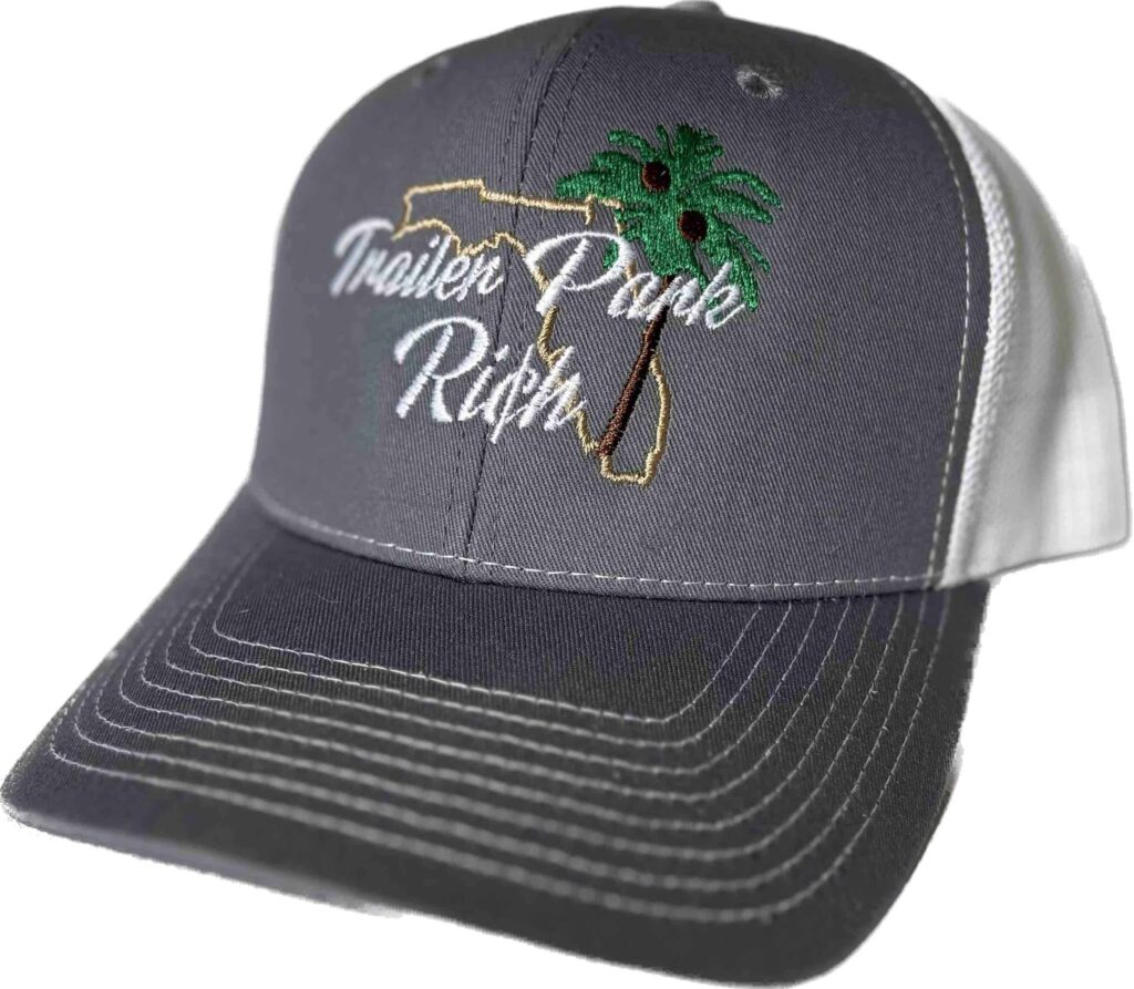 Gray & White Florida Palm Tree Snapback Trailer Park Rich