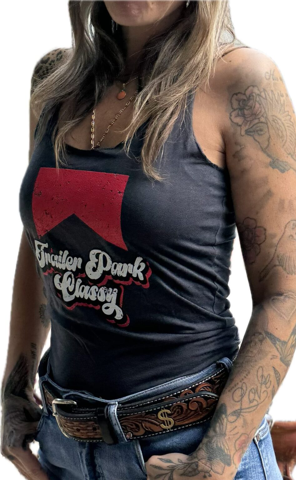 Trailer Park Classy Racer Back Top in Charcoal Trailer Park Rich